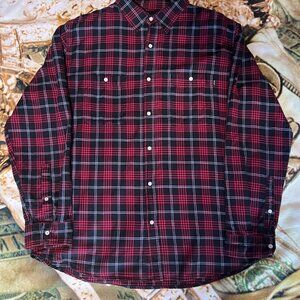 VINTAGE HUF Men’s XXL Button Up Shirt Y2K Tartan Plaid Flannel Skate Surf Stussy